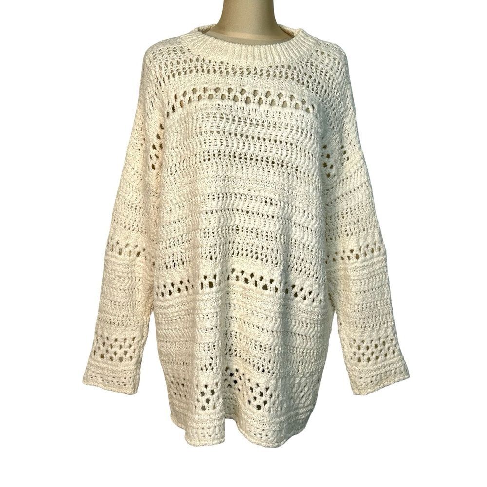 Zara Open Weave Knit Sweater M Coastal Grandma Cottagecore Resort